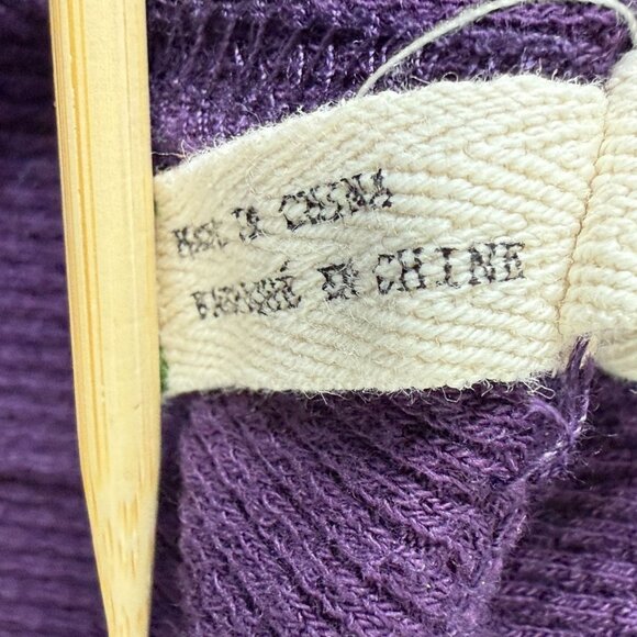 Free People Thermal Mod Striped Cuff Top Sz Large Long Sleeve Keyhole Purple - Picture 10 of 10